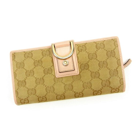 Gucci Wallet Purse Long Wallet GG Pink Beige Woman Authentic Used T3660 - Picture 1 of 6
